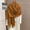 Winter Scarf Women Luxury Autumn Winter Cashmere Scarf Thickened Warm Shawl Classic Tassels Fluffy Scarf Solid Cope Foulard