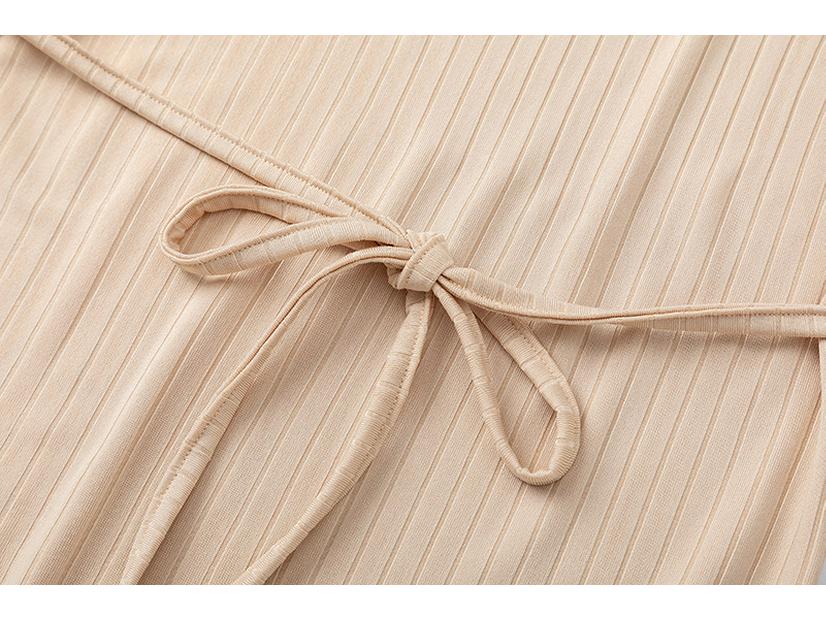 2025 Spring/Summer Women's Slimming Round Neck Rib Knit Maxi Dress