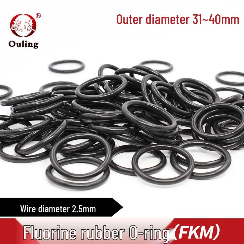 Temperature-Resistant Black Fluororubber O-ring, Outer Diameter Options: 31-40mm, Thickness: 2.5mm OD 31*2.5mm (5pcs) Black Fluororubber O-ring