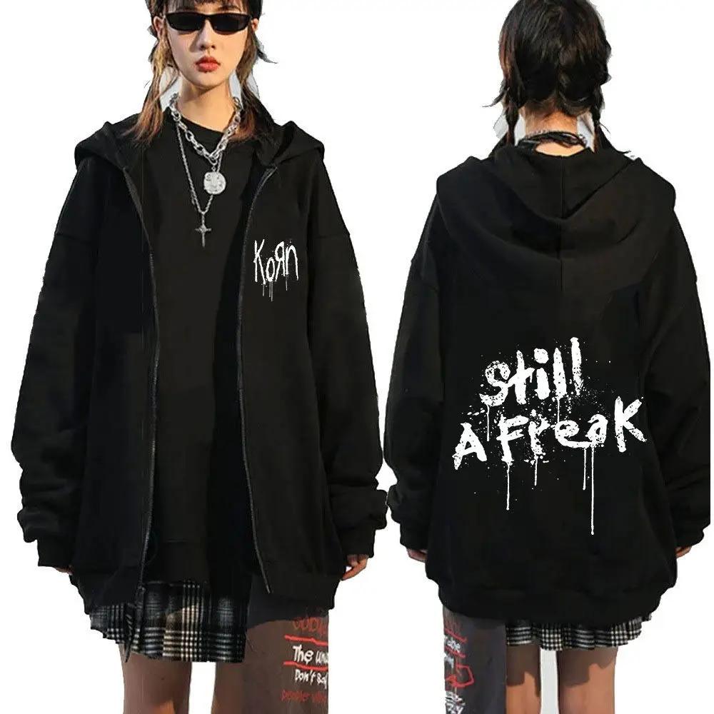 Korn Zipper Hoodies Rock Band WORLD TOUR Sweatshirts Hip Hop Streetwear Zip Up Jacket Men Women Fleece Long Sleeve Clothes