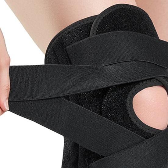 Sports Knee Pad Pre-Shaped Arc Sleeve with Silicone Knee Injury Prevention Anti-Slip Strip Adjustable Compression Neoprene