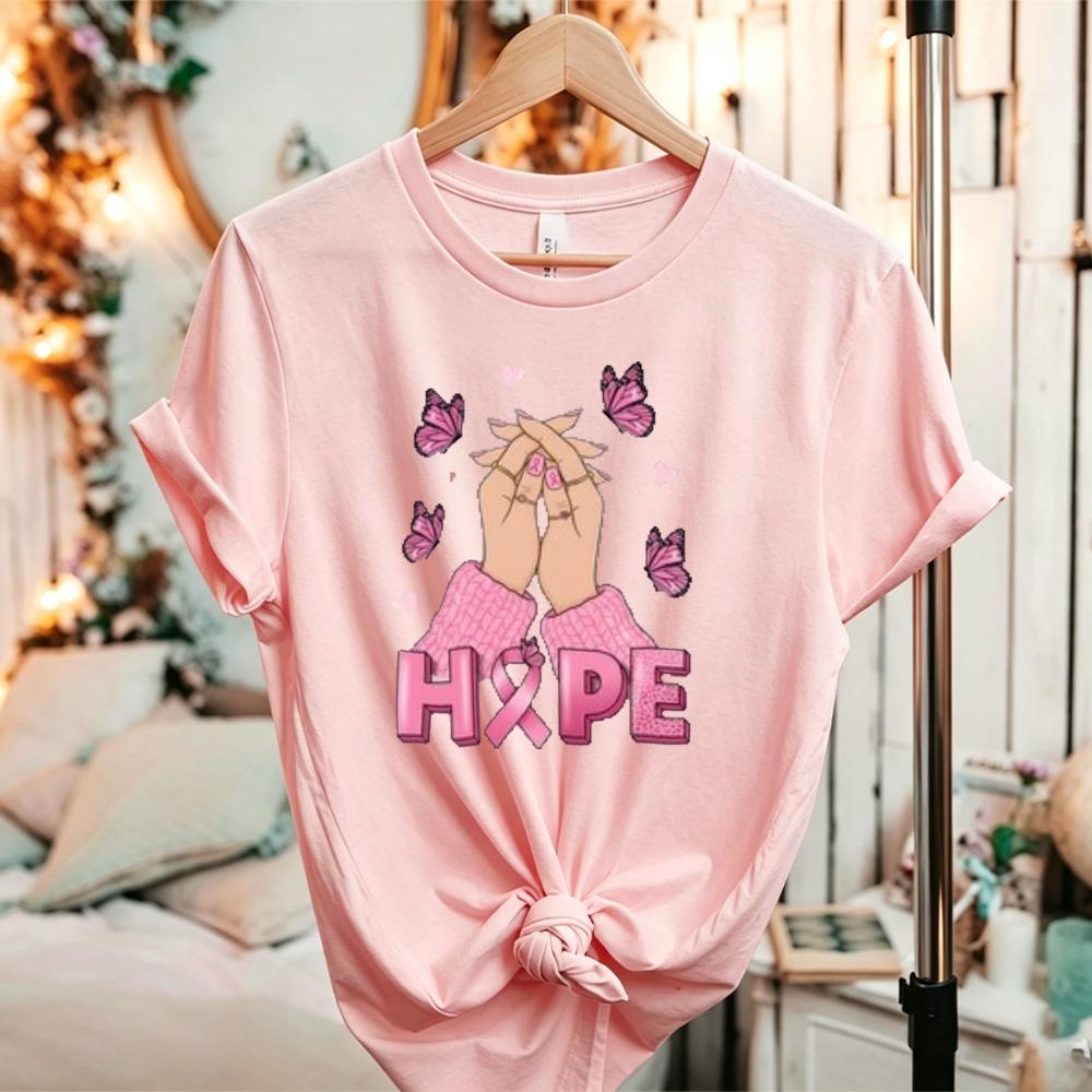 Pink Ribbon Breast Cancer Awareness Unisexs TShirt Womens Tee Graphic Unisex Top Classic Fashion Streetwear Oneck Shortsleev