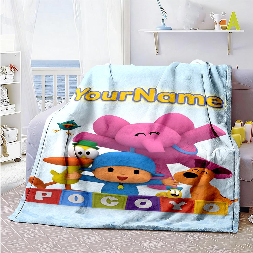Pocoyo Personalized Name Blanket Gift Customizable Blanket Ultra-Soft Great for Home Decor Picnics Livingroom Living Room All-Season Use
