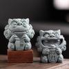 Guochao Style Resin Wind Lion God Statue Pair