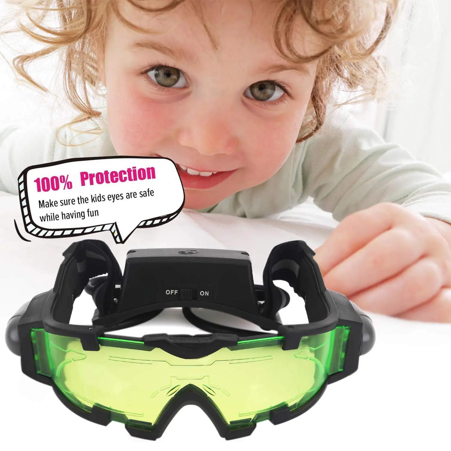 

Kids Night Vision Goggles Adjustable Spy Gear Night Mission Goggles with Flip-Out Lights Green Lens Protect Eyes for Tactical