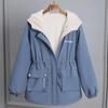 Giacca in velluto autunnale e invernale da donna Parker coreano con cappuccio largo spesso e caldo giacca a vento da donna corta casual