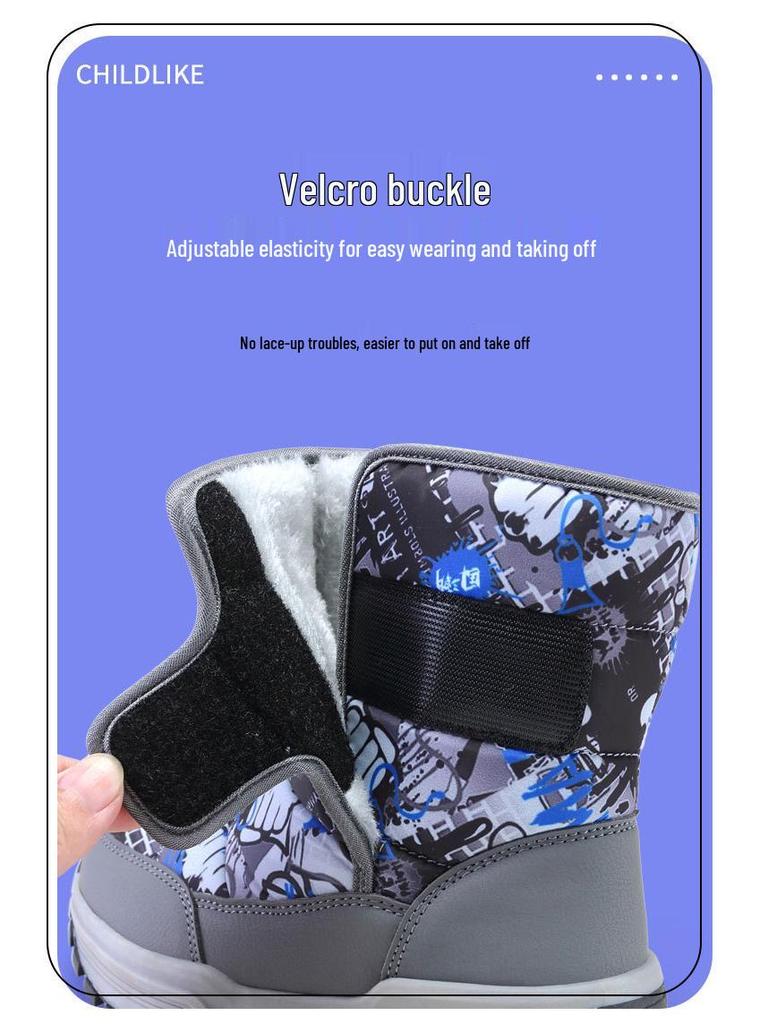 Jungen Winter 2025 High-Top Schneestiefel mit dickem Plüschfutter - Outdoor Baumwollstiefel für Kinder
