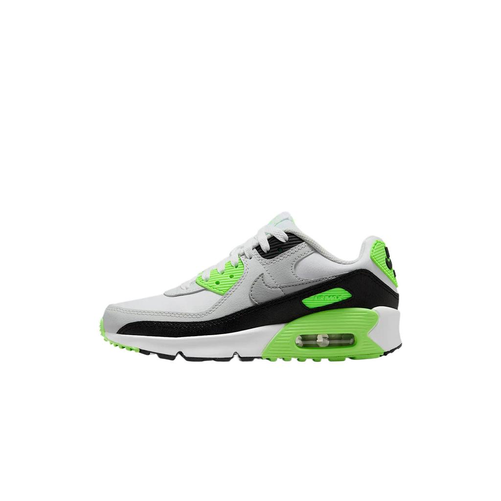 Nike Air Max 90 Leather GS Lime Blast Kids Sneakers White Photon-Dust Light-Smoke-Grey CD6864-130
