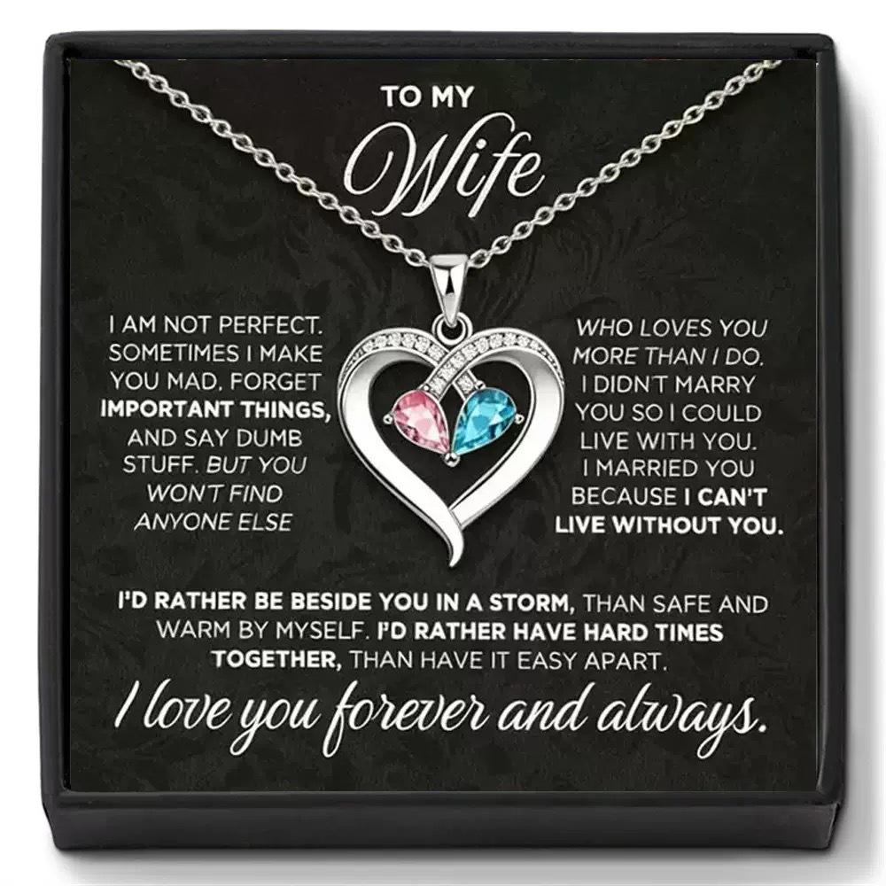 Heart-Shaped Rhinestone Zodiac Pendant with Two-Color Water Drop - Valentine's Day Gift