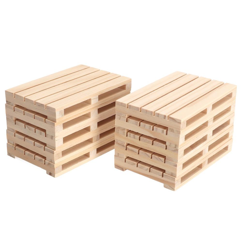 10pcs Skid Resistance Mini Pallet Coasters Rectangle Drink Coasters Wooden Coasters  For Office