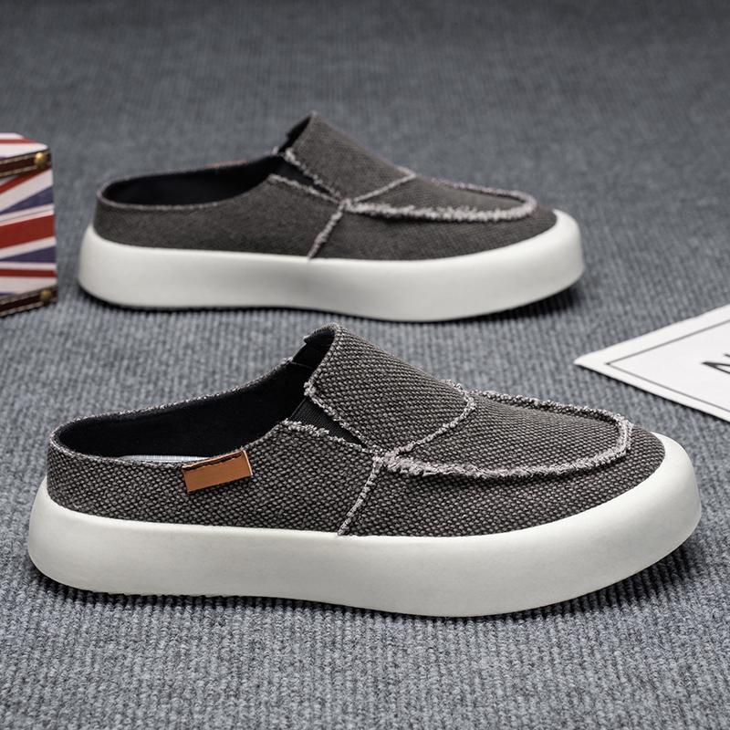 Fashion Summer Men's Half Shoes Breathable Blue Canvas Shoes for Men Outdoor Platform Casual Slippers Men Cloth Shoes zapatos de hombre