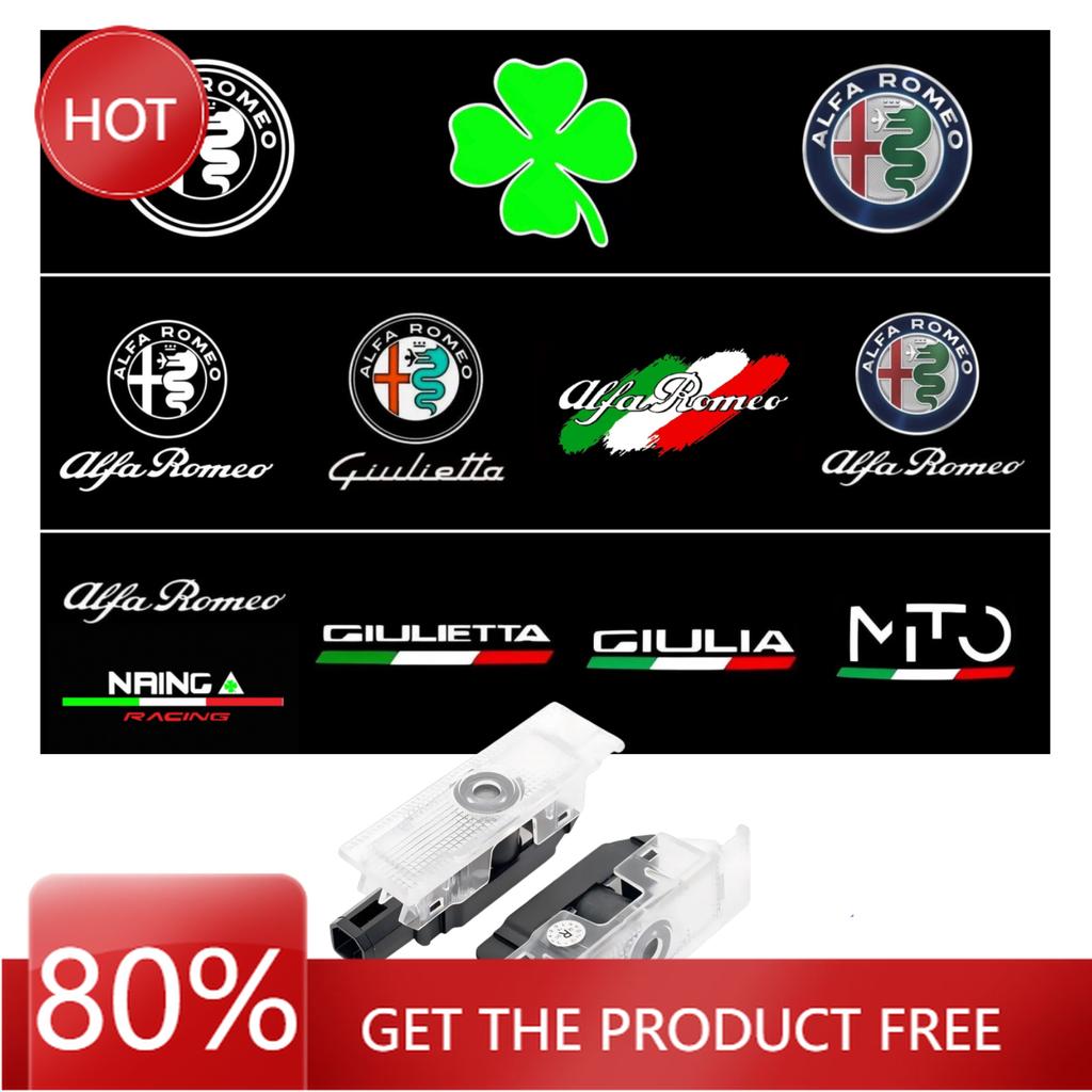 Hub Caps 2x For Alfa Romeo LOGO LED Car Door Welcome Light Projector For Alfa Romeo 159 166 GT Mito Stelvio Brera Spider Giuliet zl8