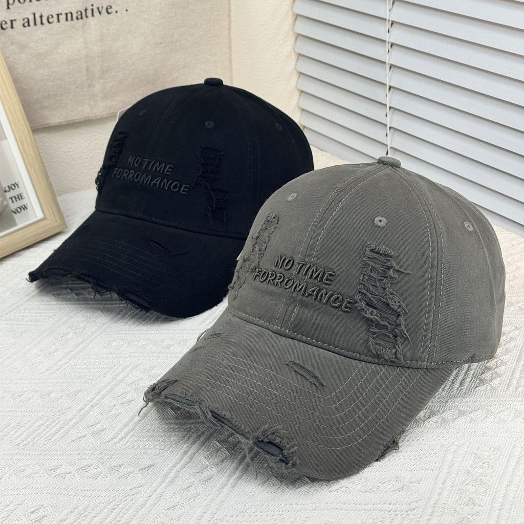 New deepened big head circumference pure cotton washed baseball cap embroidered versatile casual style peaked big eaves