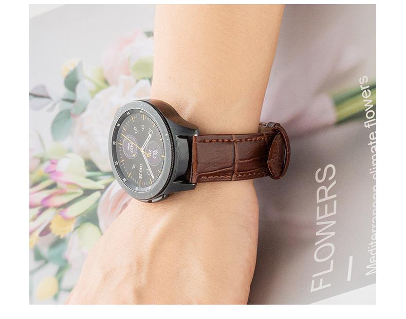 Bamboo Pattern Genuine Leather Watch Strap with Soft Cowhide and Butterfly Buckle for Men and Women