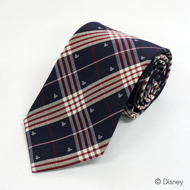 [Disney] Mickey Mouse Necktie, Checkered Pattern, DN917283A, Navy