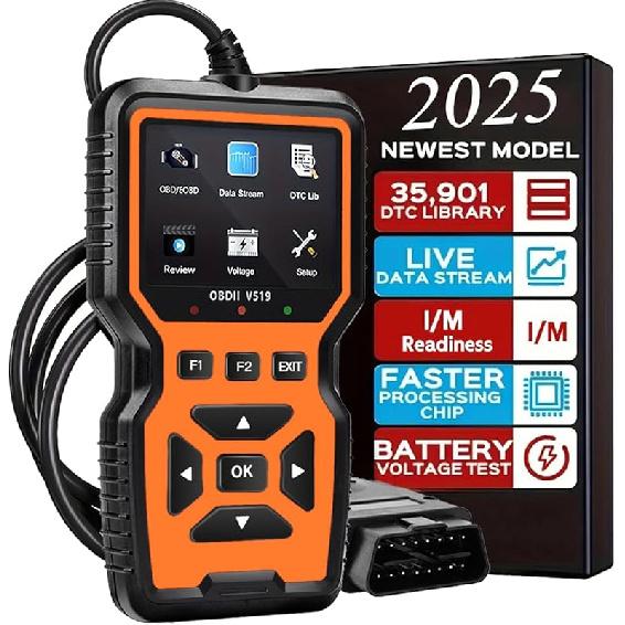 2025 New OBD2 Scanner Diagnostic Tool - Check Engine Light Code Reader With Reset, Battery Voltage Tester, Modes 6 & 8, Suitable For All OBD II