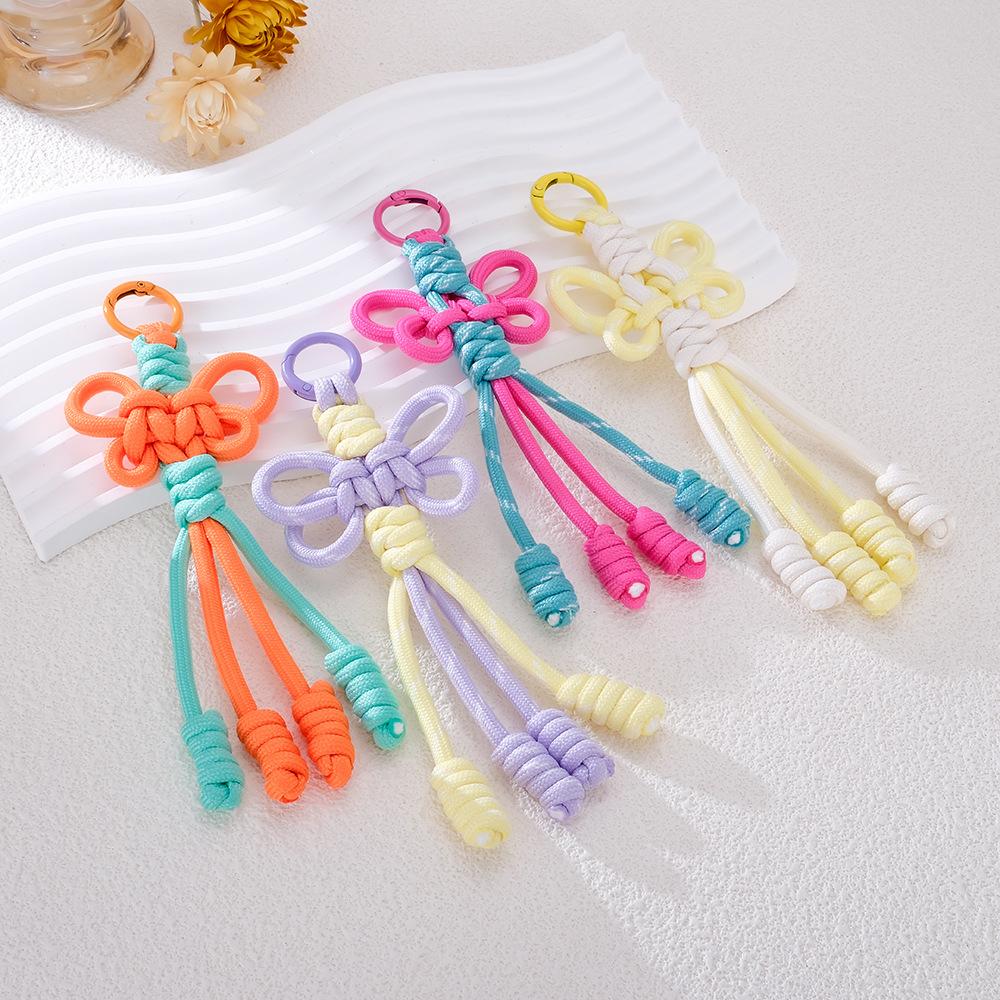 New Trend Colorful Bowknot Pendant Woven Rope Design Bag Charm Backpack Hanging Piece Car Chic Accessories Bag Charm