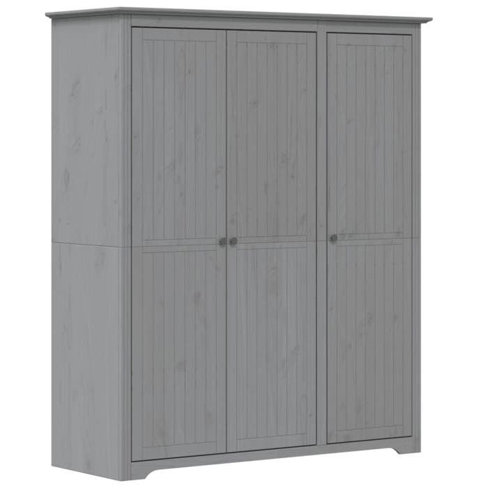 VidaXL Garde-robe, Armoire à Vêtements, Placard de Vêtements, Meuble de Rangement, Organisateur de Chambre, Gris Bois Massif 355064