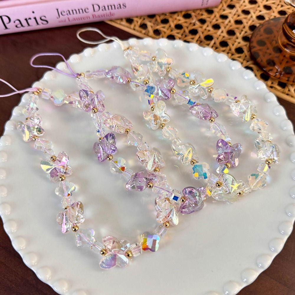 Acrylic Phone Beaded Charm Colorful Butterfly Phone Lanyard New Mobile Phone Chain