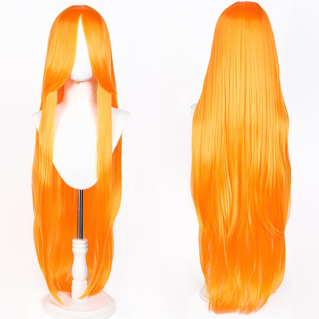 Parrucca Cosplay Lunga Dritta 100CM Multicolore Rosa Biondo Nero Parrucca Costume Anime Parrucca Cos Sintetica Universale Parrucca per Uso Quotidiano Feste