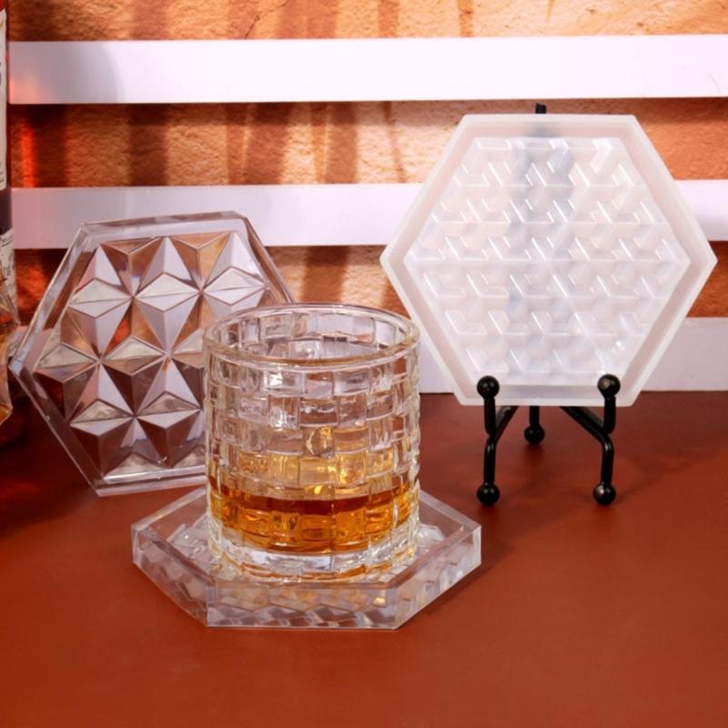 Gemeotric Hexagon Coaster Mold Resin Silicone Molds Diy Crystal Glues Storage Tray Mold for Making Fruit Storage Plate