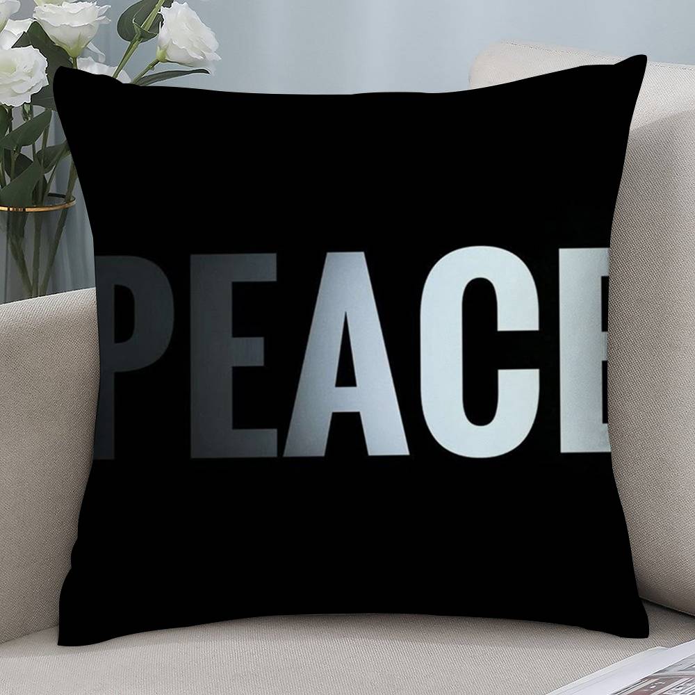 Black Peace Pillow Case Short plush Double-sided Print Square Throw Pillow Covers Sofa Home Cushion Decor