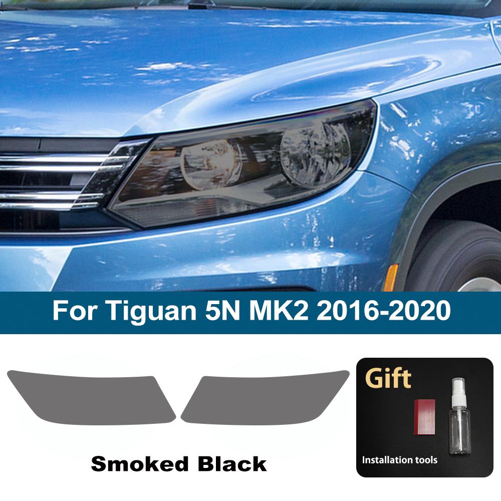 Smoke Black Pre Cut Car Headlight Protective Film For Volkswagen Tiguan MK3 5N MK2 Anti-Scratch High-Gloss Auto Vinyl Wrap Film