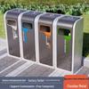 Large Outdoor Stainless Steel Trash Can with Three or Four Compartments for Streets, Parks, and Communities
