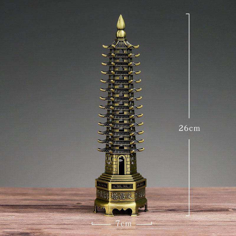 Zinc Alloy 3D Model, Chinese Wenchang Pagoda Tower Crafts, Statue Souvenir, Home Decoration, Metal Handicraft