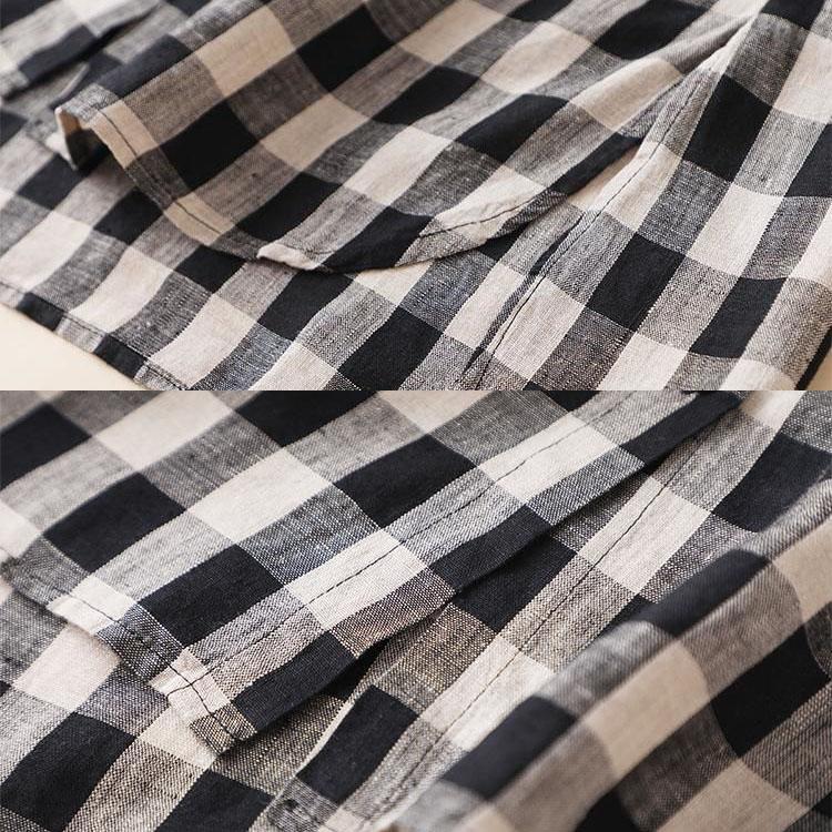 Plaid Shirt Women Mid Length Loose Shirt Long Sleeved Casual Top Summer Women's Clothing