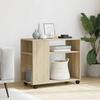 Side Table with Casters Sonoma Oak Finish 70x35x60 Cm Engineered Wood