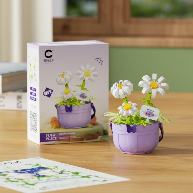 Christmas Gift Building Blocks - Creative Floral Basket Building, Fun Educational DIY Puzzle Toys