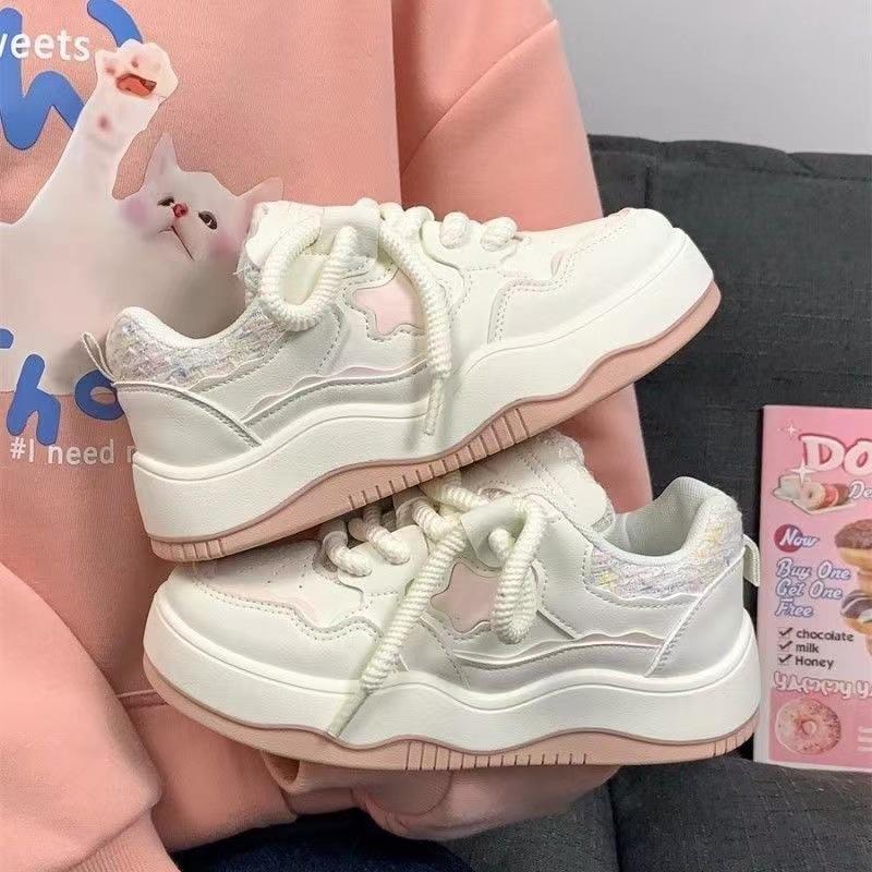 Women's Shoes Platform White Shoes 2025 Spring and Autumn New Versatile Small Fragrant Casual Board Shoes Original Star Casual Shoes Women
