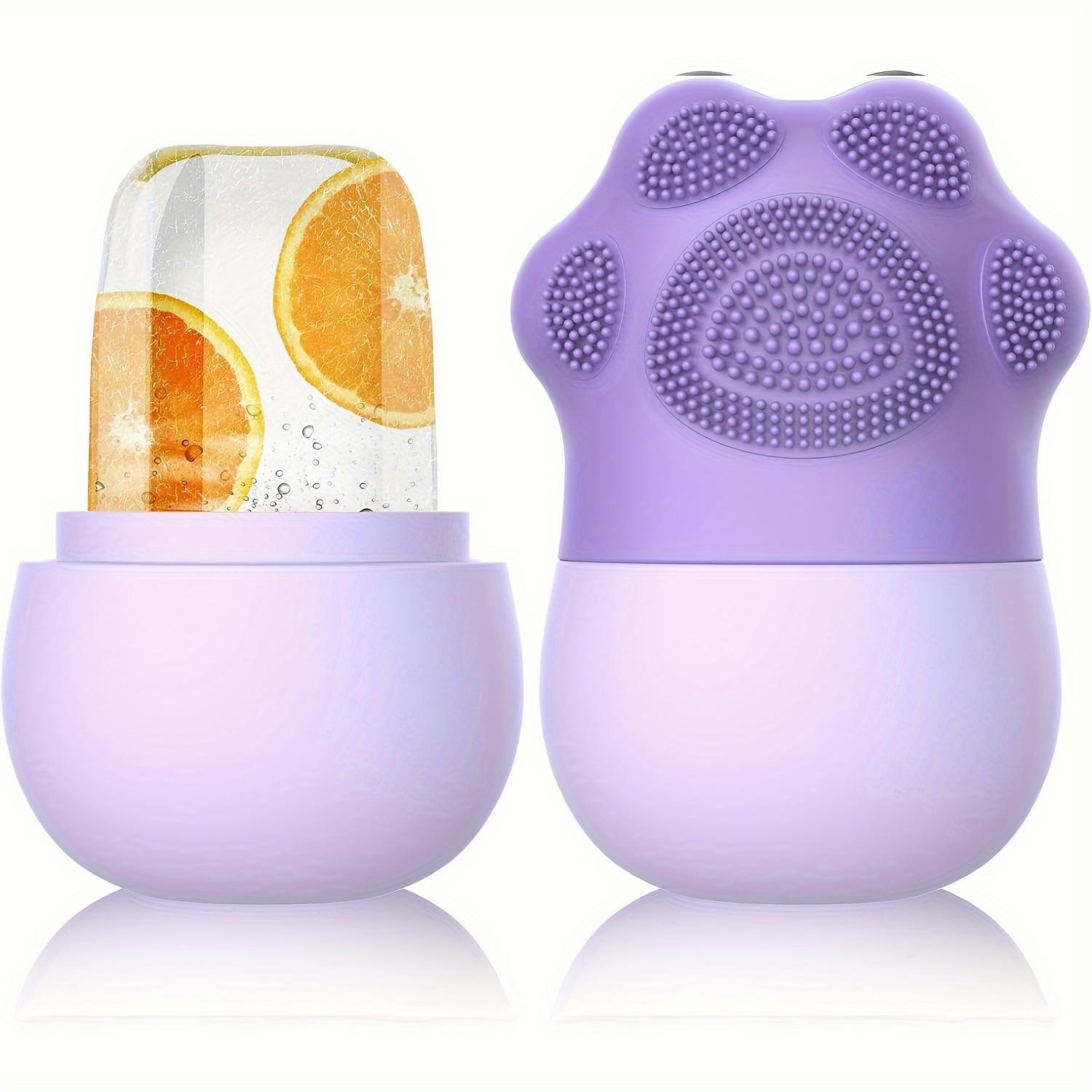 

Ледяной ролик для красоты лица Ледяной ролик с косметической кистью Скраббер Коврик Пад Инструмент для чистки Инструменты для ухода за кожей Идеальный подарок для женщин фиолетовый