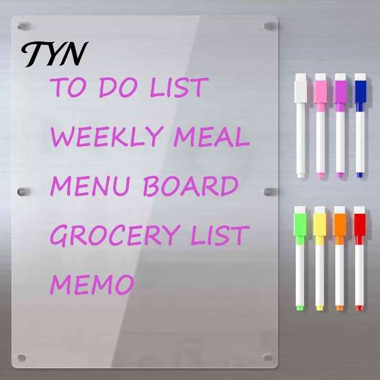 Magnetic Memo Pad for Kitchen Acrylic Planning Board, Dry Erase Notepad Board Fridge, Erasable Writing with Markers Clear Monthly Weekly Daily