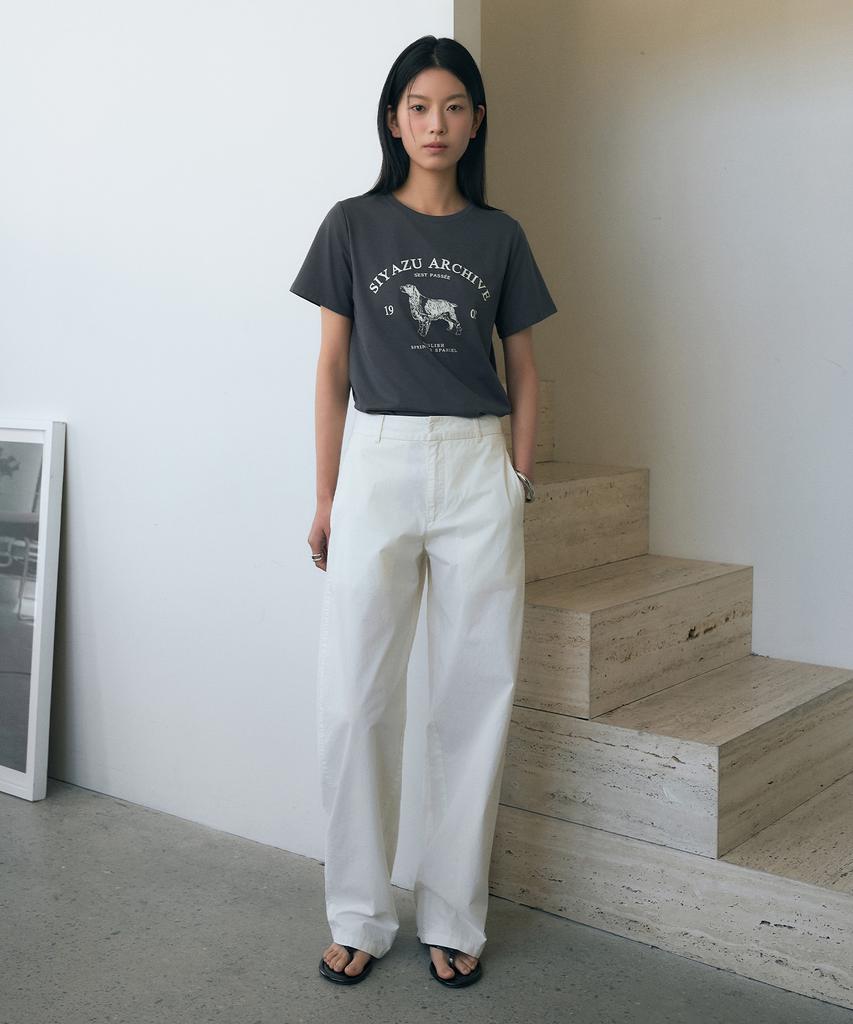 Siyajyu Sipt7204 Light Cotton Curved Pants_Ivory