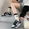 5 pairs of women's mid length stockings with a four season college style, striped sports and fashionable winter socks