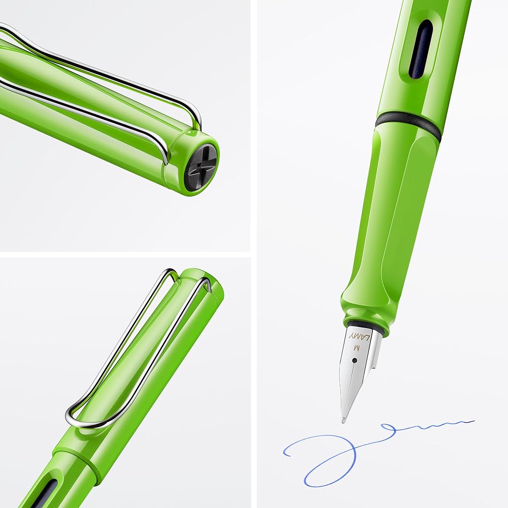 LAMY (Ramy) Safari Green Fountain Pen Green - Ergonomic Grip and Polished Left Handed Steel Tip (...
