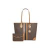 Michael Kors Eva Monogram Logo Stripe Color Block Coated Canvas Tote Bag Women Tote Apple-Brown 30T9GV0T7B-252