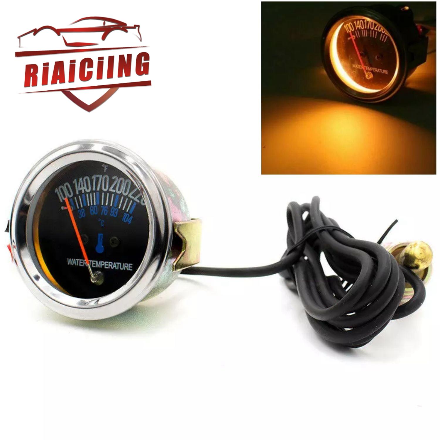 

Гоночный стиль 2 52 мм механический черный металлический указатель температуры воды датчик температуры + датчик °C & °F Черное лицо Желтая лампа
