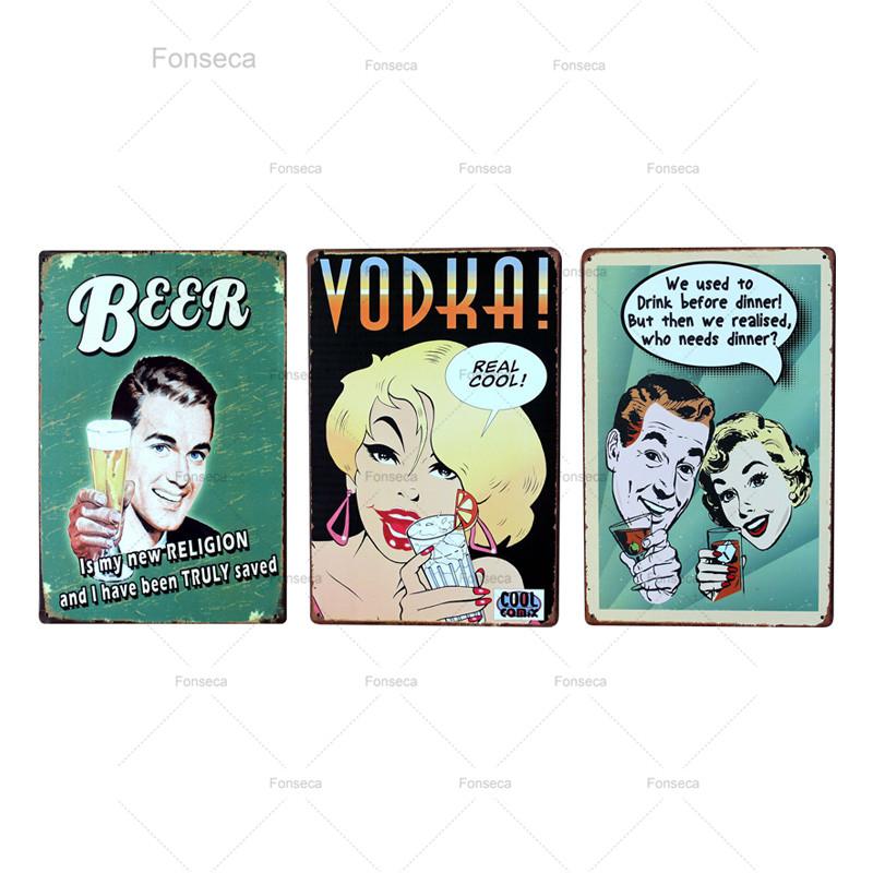 Beer Week Cerveza Vintage Metal Tintin Signs Vodka Retro Plaque  Wall Bar Home Rtrestaurant Decor Cuadros  30X20CM A-5517