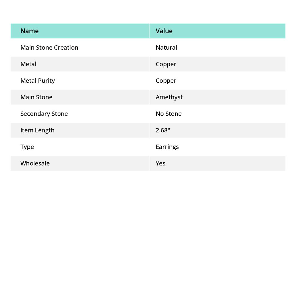 Amethyst Handmade Copper Wire Wrap Jewelry Earring 2.68" J8l53