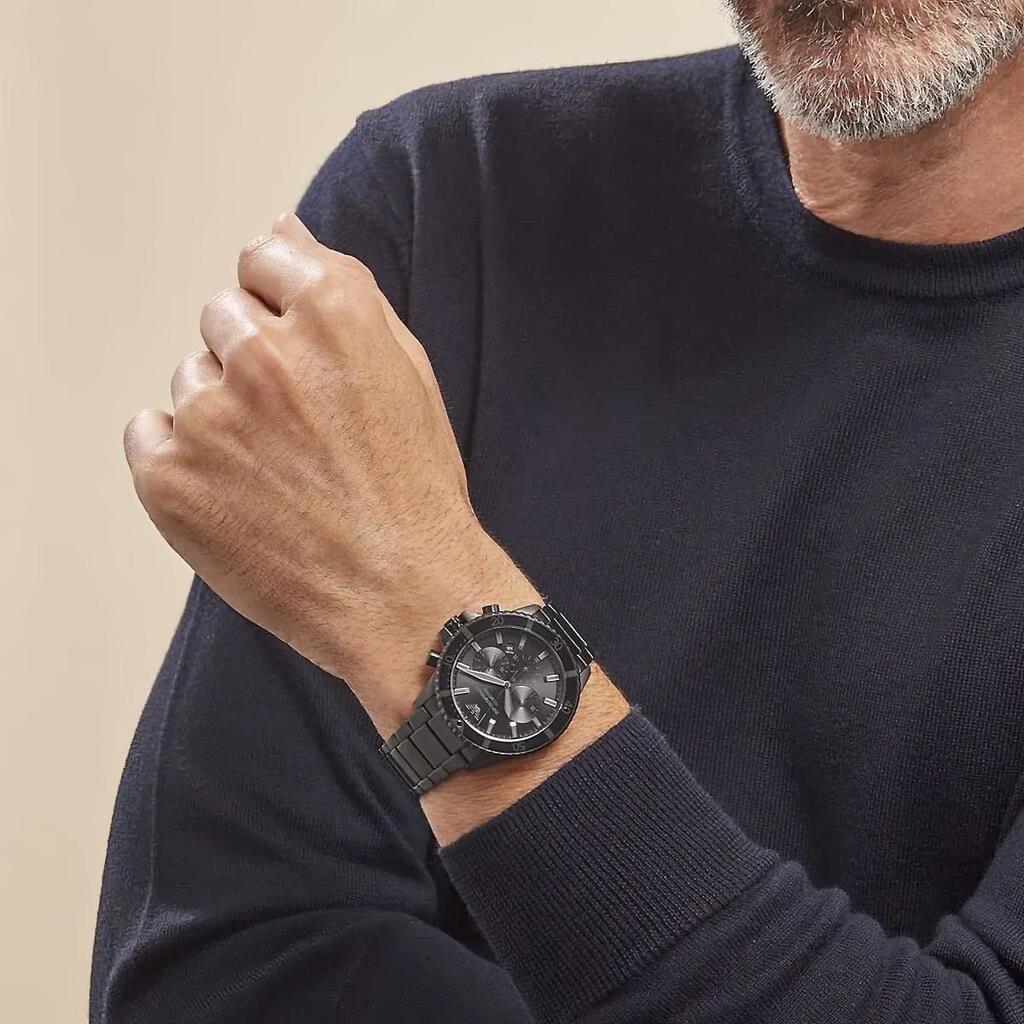 Emporio Armani AR11363 Herren-Chronograph, komplett in Schwarz