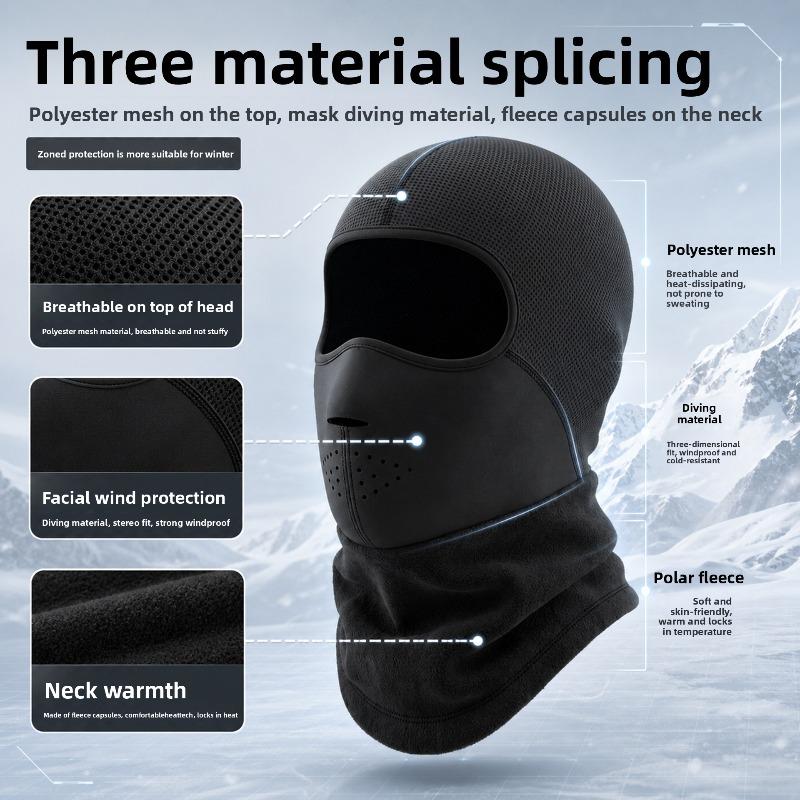 Winter and Autumn Warm Headgear, Windproof and Cold-resistant Riding Mask, Full-face Protection for Skiing and Motorcycle Riding, Helmet Liner