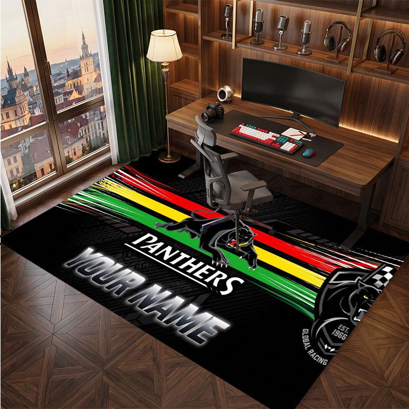 Penrith Panthers Personalized Crystal Velvet Carpet, Customized Name Text Soft Anti‑Slip Rug for Living Room Bedroom