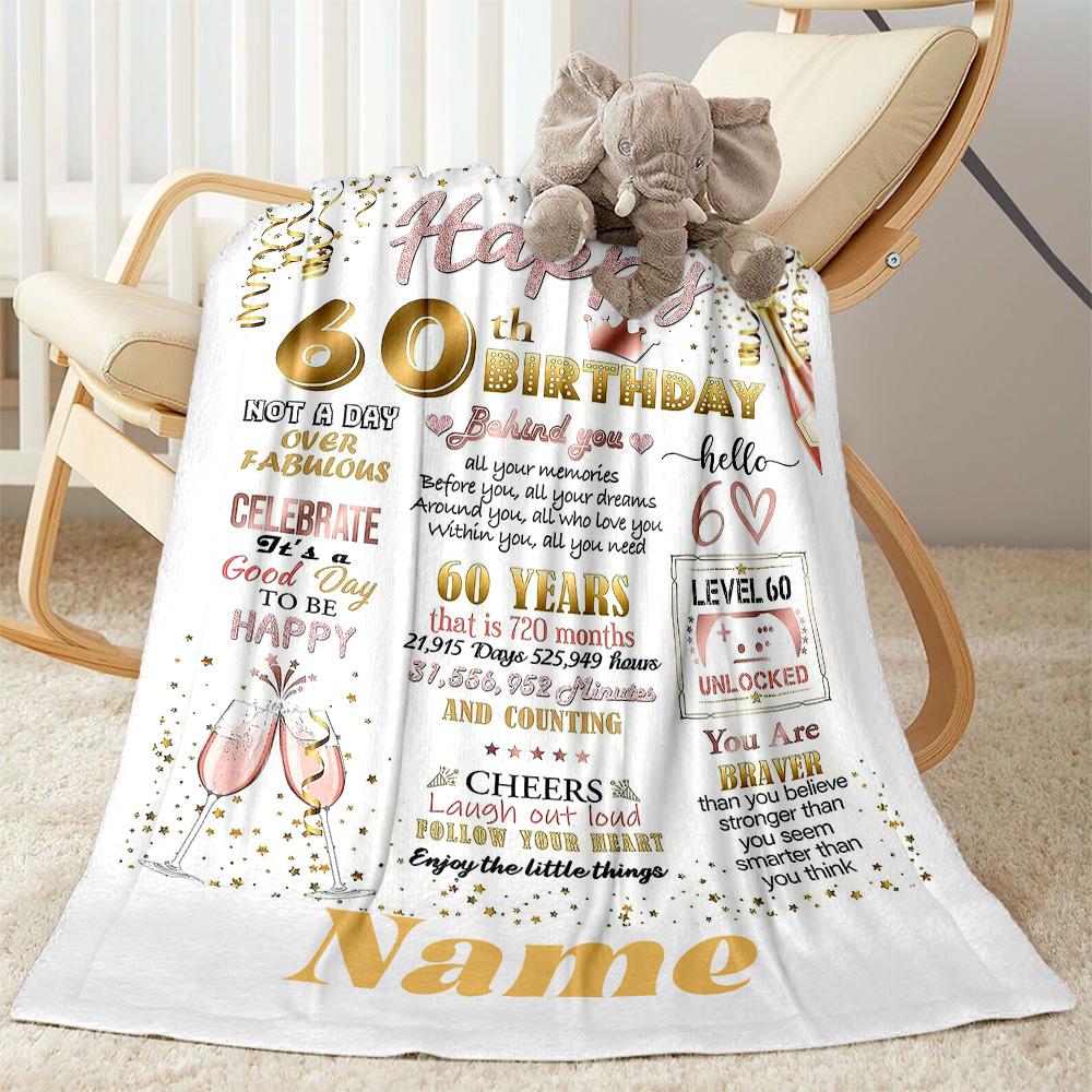 Birthday Style Customize Text Blanket Throw Personalized Blanket Soft Warm Cozy for Picnics Bedding Seaside Living Room Ideal for All Seasons