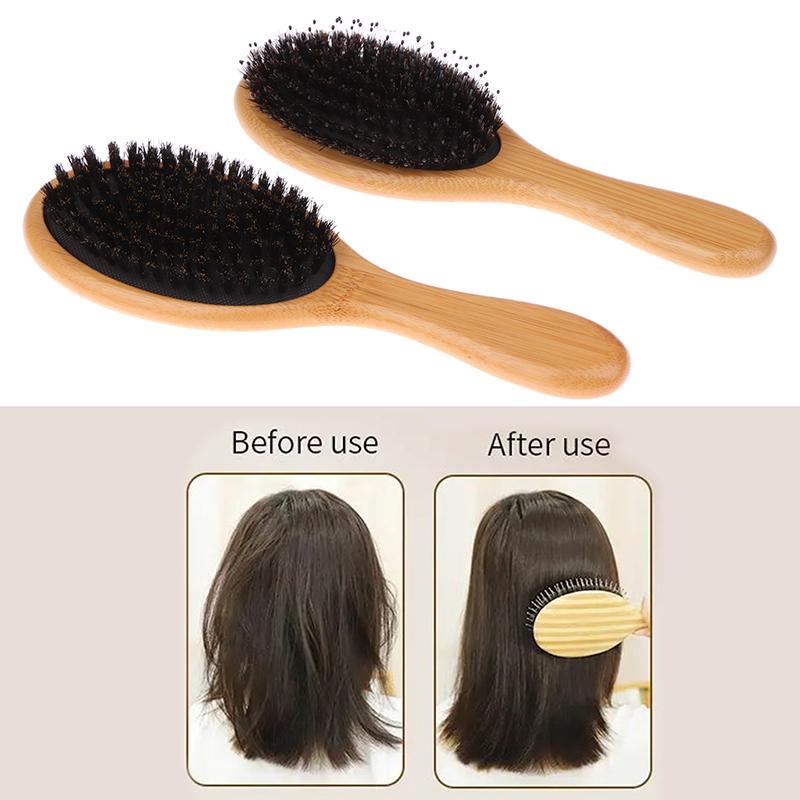 Brosse à cheveux en poils de sanglier pour femmes, brosse à cheveux en bois et bambou, brosse professionnelle pour cuir chevelu bouclé, peigne pour soins de beauté des cheveux, outils de salon