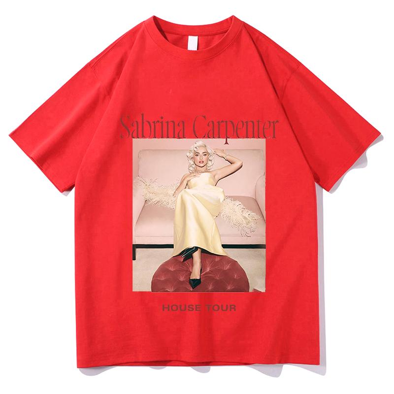 Sabrina Carpenter House Tour Tshirt Graphic Printing Fashion Tees High Quality Cotton Oneck Teeshirt Female Short Sleeve Tops
