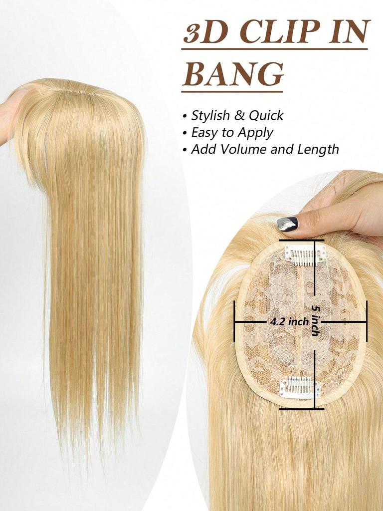 Piesă de păr sintetică lungă și dreaptă, cu breton, cap deasupra capului, husă naturală de înlocuire a părului, rezistentă la căldură, pentru femei, păr falsă