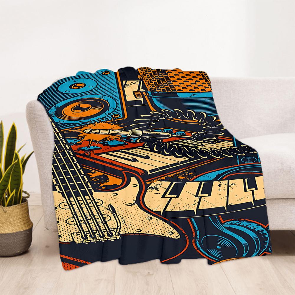 1PC Music Studio Outdoor Blanket Lightweight Flannel, Soft & Warm, All-Season Use for Sofa, Outdoor, Camping, Living Room, Office48